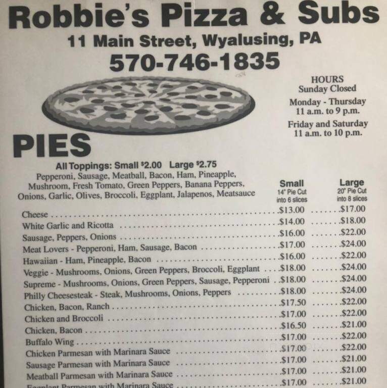 Robbie's Pizzeria - Wyalusing, PA