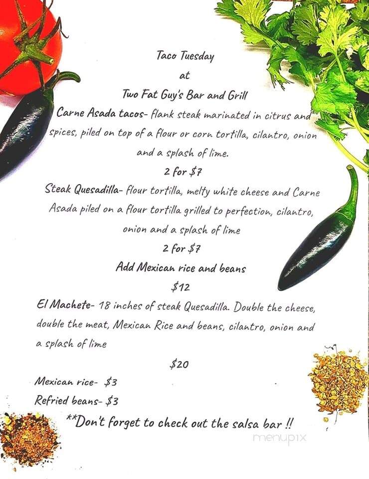Two Fat Guys Bar and Grill - Marenisco, MI menu_pic