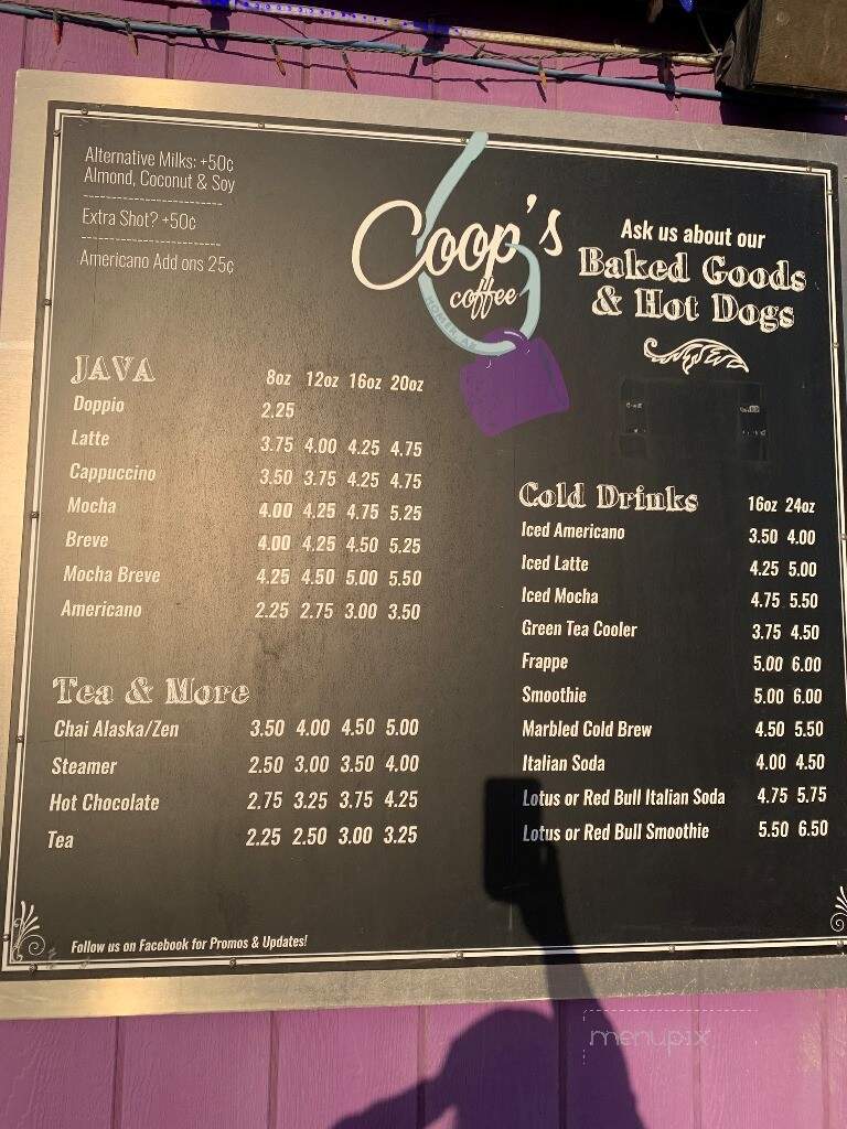 Coop's Coffee - Homer, AK menu_pic