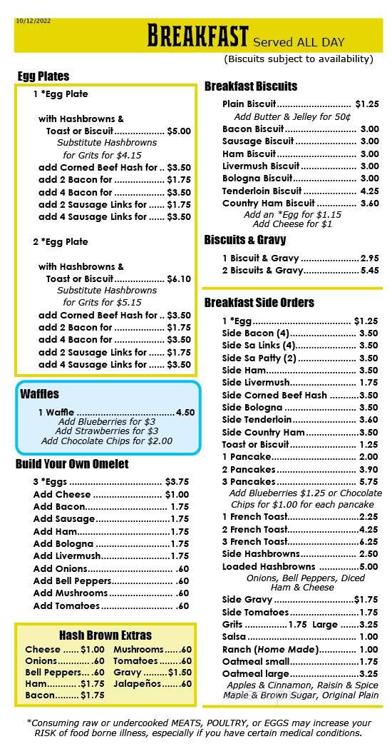 Sawmills Cafe - Granite Falls, NC menu_pic