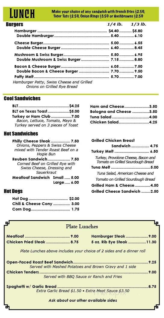 Sawmills Cafe - Granite Falls, NC menu_pic
