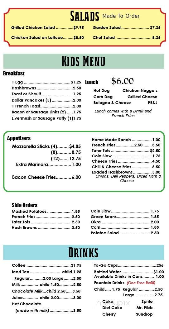 Sawmills Cafe - Granite Falls, NC menu_pic