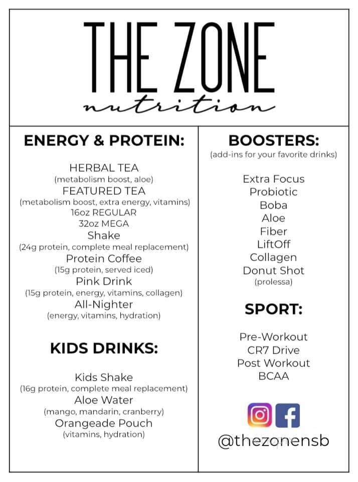 The Zone Nutrition - New Smyrna Beach, FL menu_pic