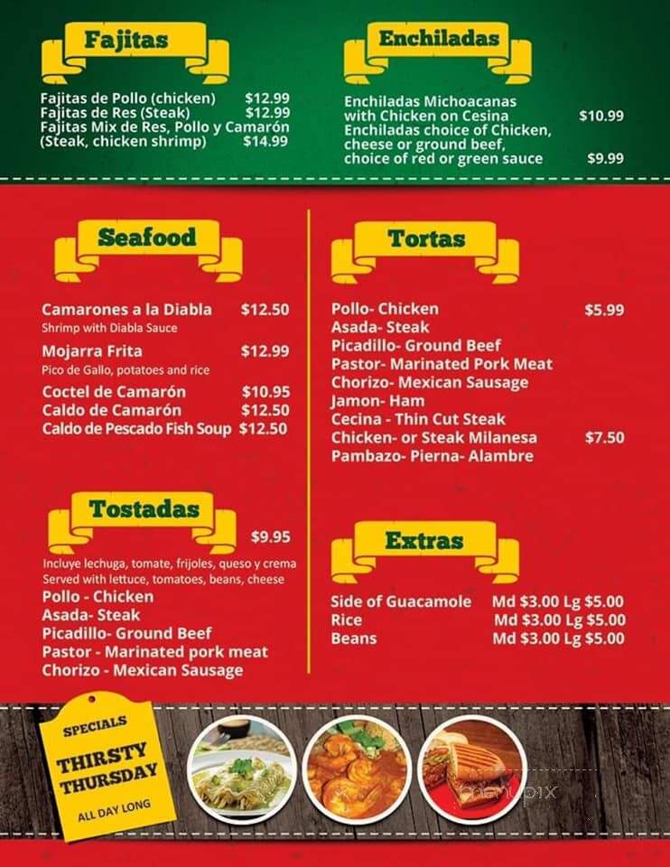 Canton Michoacano - Kenosha, WI menu_pic
