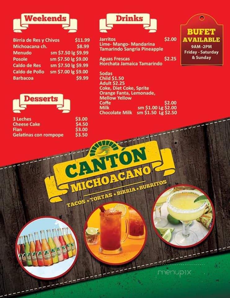 Canton Michoacano - Kenosha, WI menu_pic