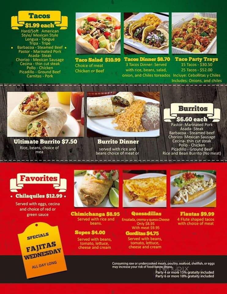 Canton Michoacano - Kenosha, WI menu_pic