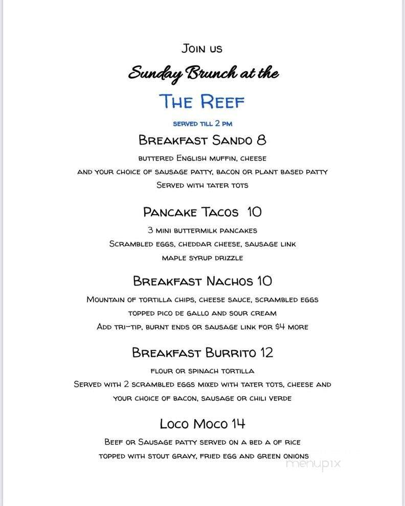 Reef Bar & Grill - Santa Cruz, CA menu_pic