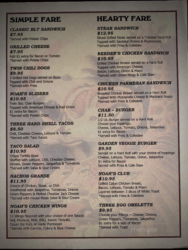 Noah's Ark - Poughkeepsie, NY menu_pic