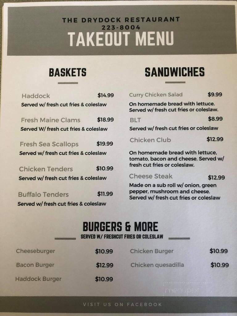 Drydock Restaurant - Winterport, ME menu_pic
