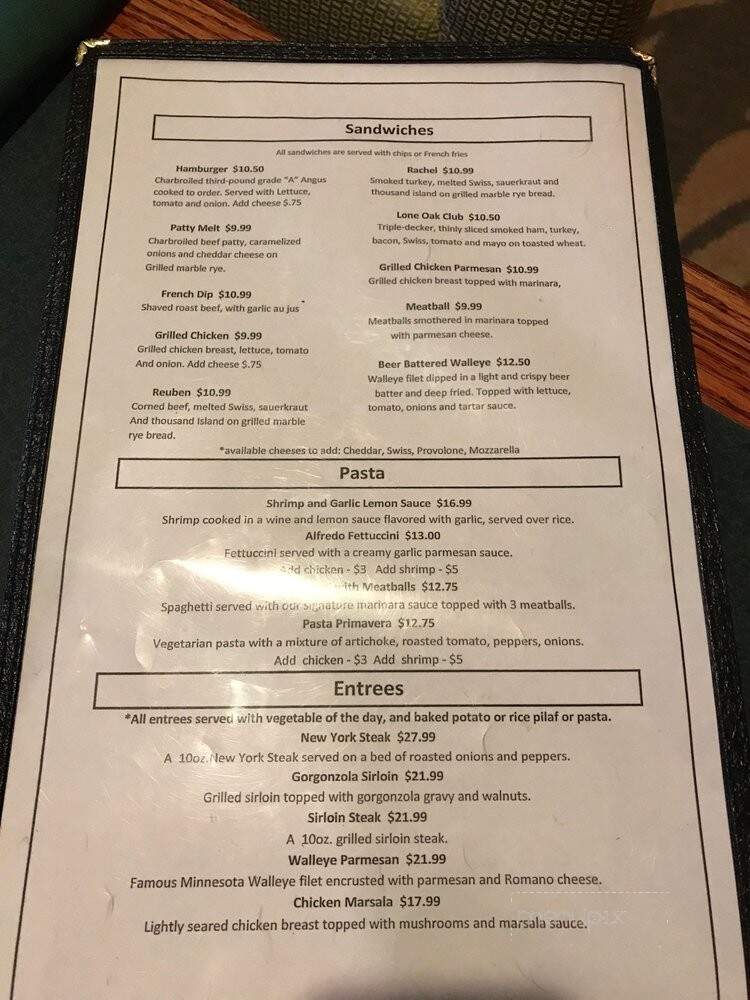 Lone Oak Cafe - Eagan, MN menu_pic