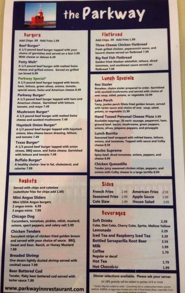Parkway Inn - Holland, MI menu_pic
