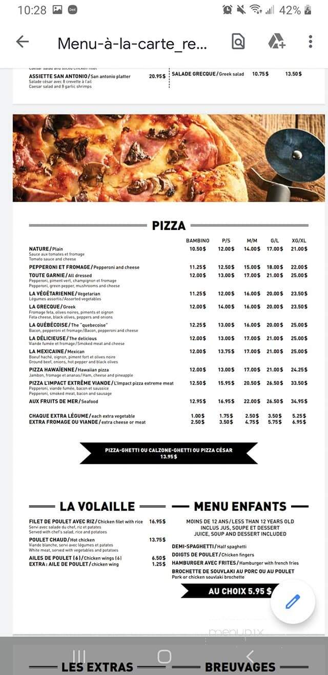 Restaurant Limpact - Saint-Hubert, QC menu_pic