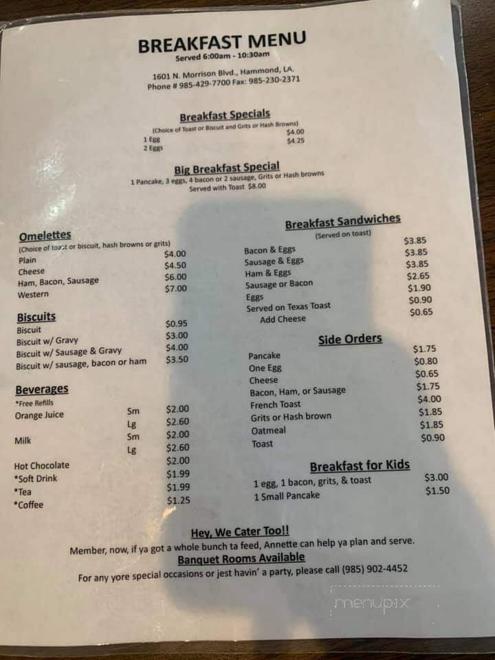 Annette's Country Cookin - Hammond, LA menu_pic