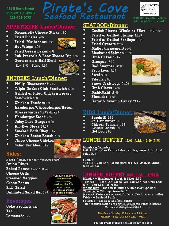 Pirate's Cove - Colquitt, GA menu_pic