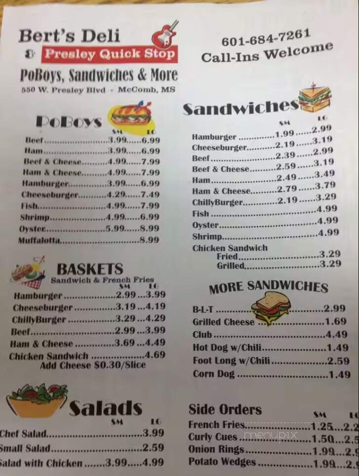 Berts Deli - Mccomb, MS menu_pic