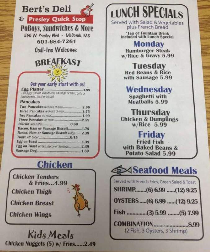 Berts Deli - Mccomb, MS menu_pic