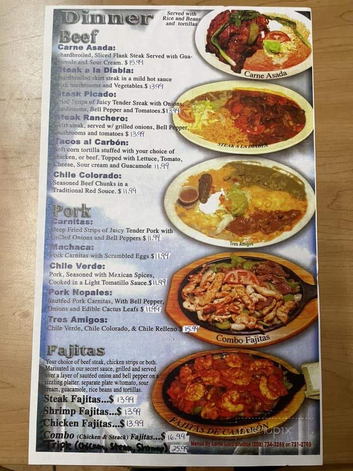 El Jaliscience - Shelley, ID menu_pic