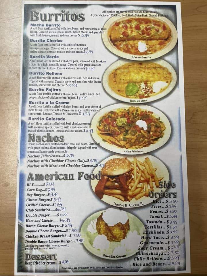 El Jaliscience - Shelley, ID menu_pic