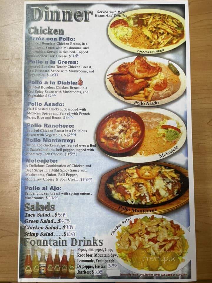 El Jaliscience - Shelley, ID menu_pic