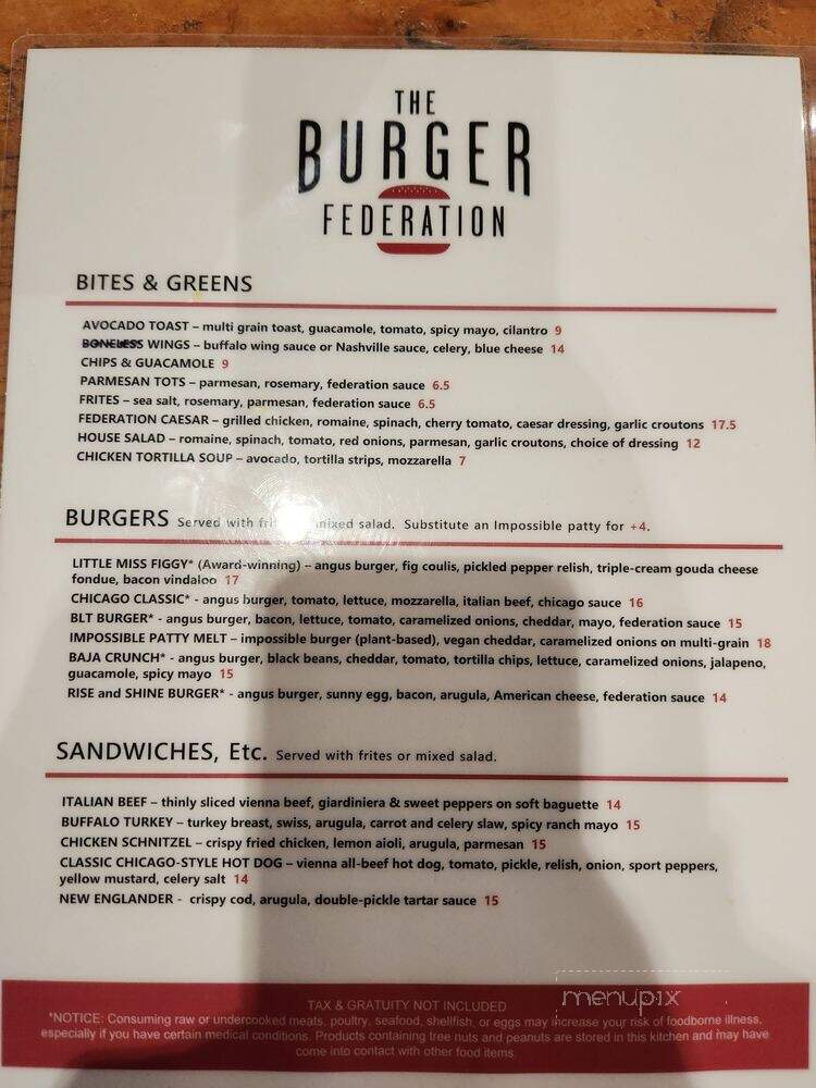 Burger Federation - Chicago, IL menu_pic