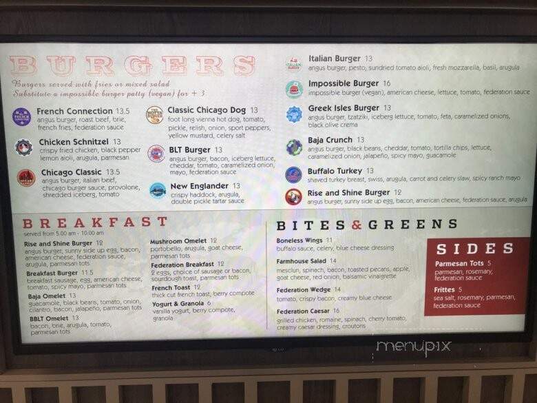 Burger Federation - Chicago, IL menu_pic