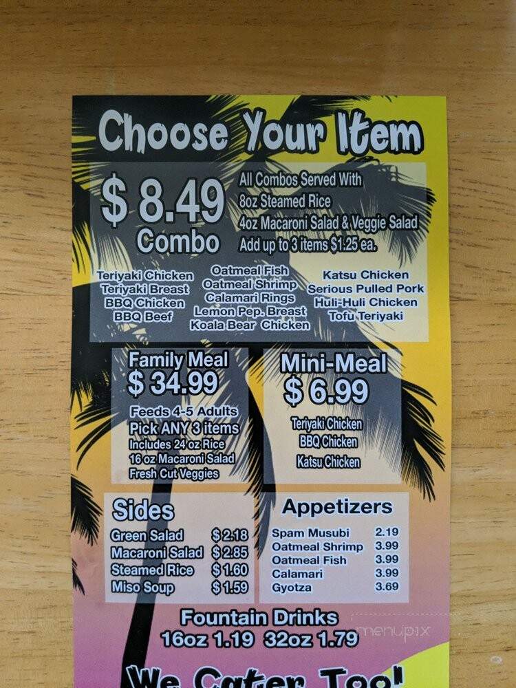Hana Hawaiian BBQ - Rocklin, CA menu_pic