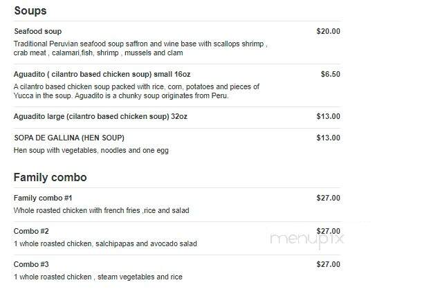 El Pollo Peruano II - Brooklyn, NY menu_pic