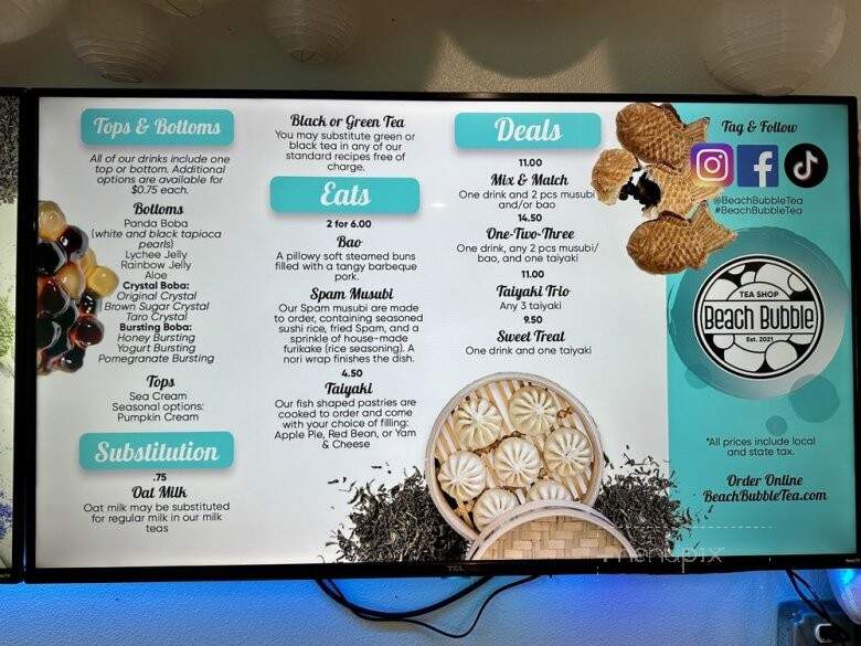 Beach Bubble Tea - Long Beach, WA menu_pic