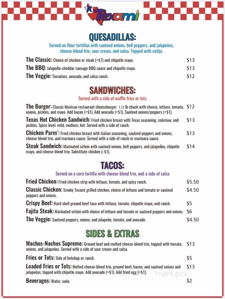 Texami - Austin, TX menu_pic