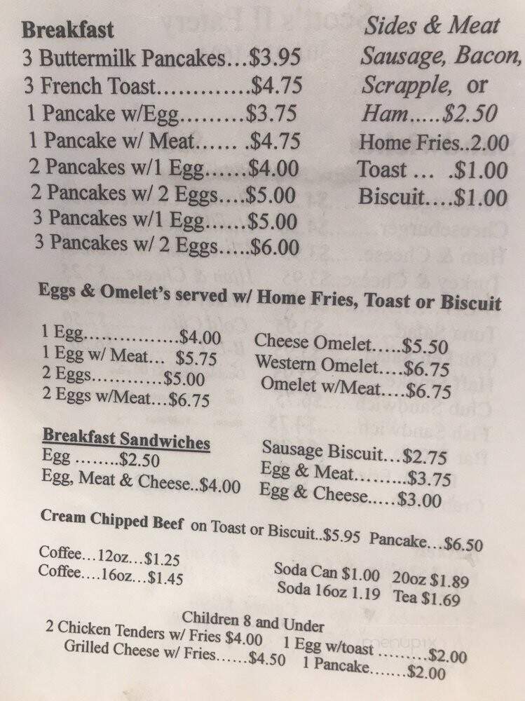 Scott's II Eatery - Welcome, MD menu_pic