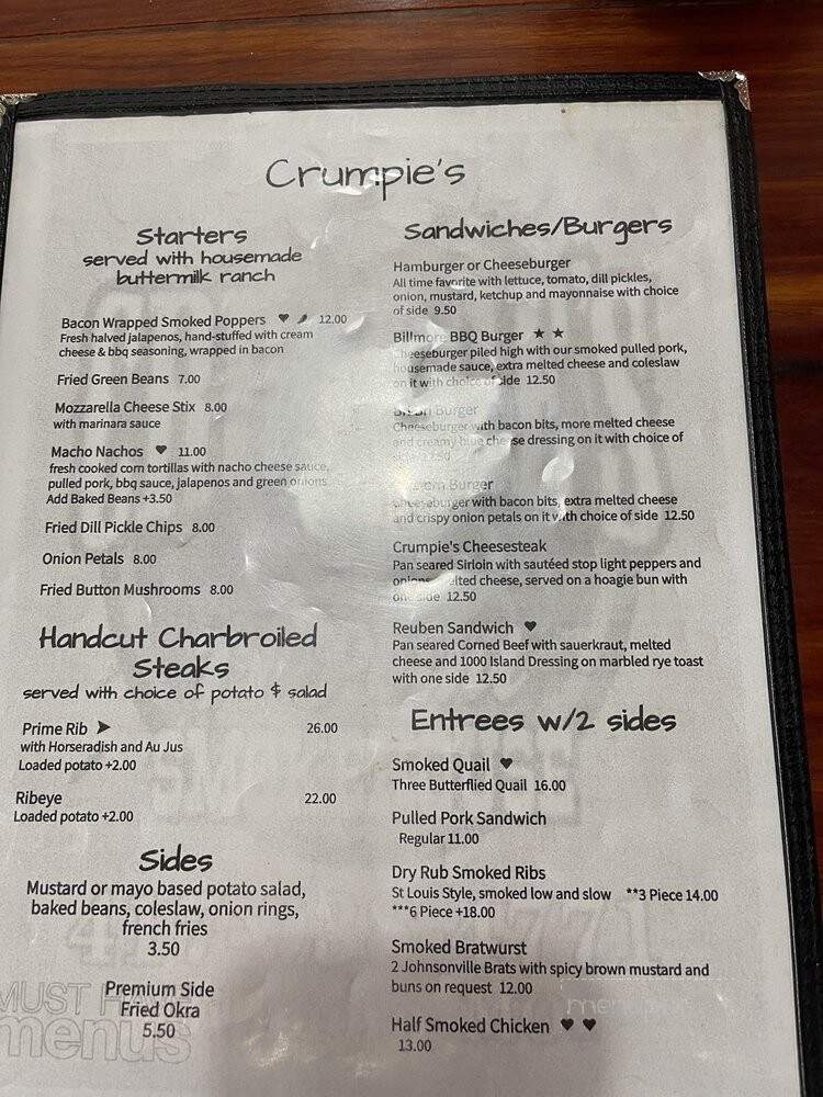Crumpies 11 Point Smokehouse - Couch, MO menu_pic