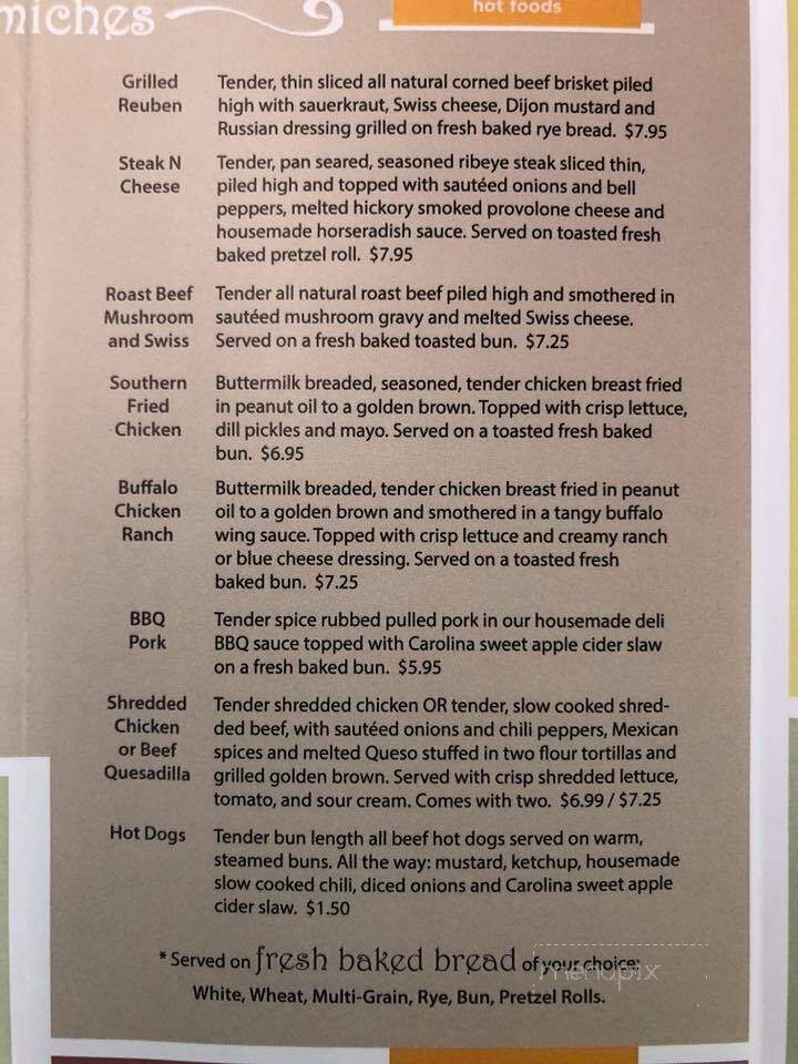 Railroad Deli - Vass, NC menu_pic
