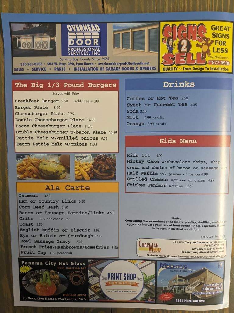 Waffle Shop - Panama City, FL menu_pic