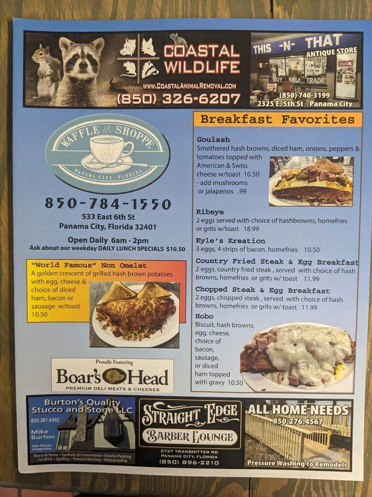 Waffle Shop - Panama City, FL menu_pic