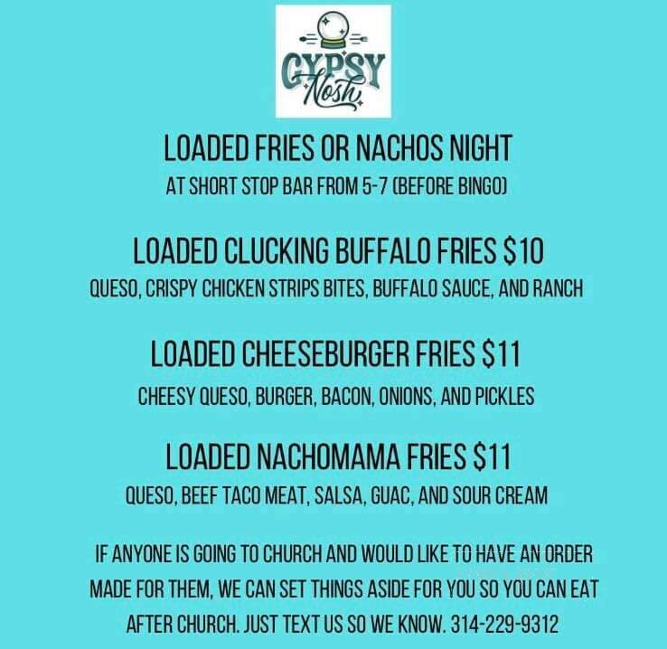 Short Stop Bar - Faulkton, SD menu_pic