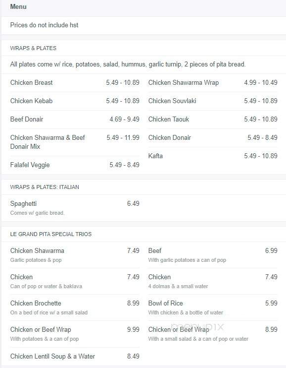 La Grand Pita - Ottawa, ON menu_pic