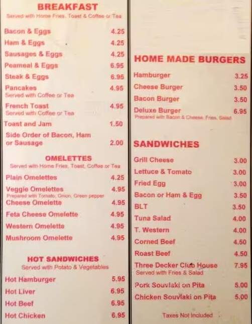 Landmark Restaurant & Tavern - Toronto, ON menu_pic