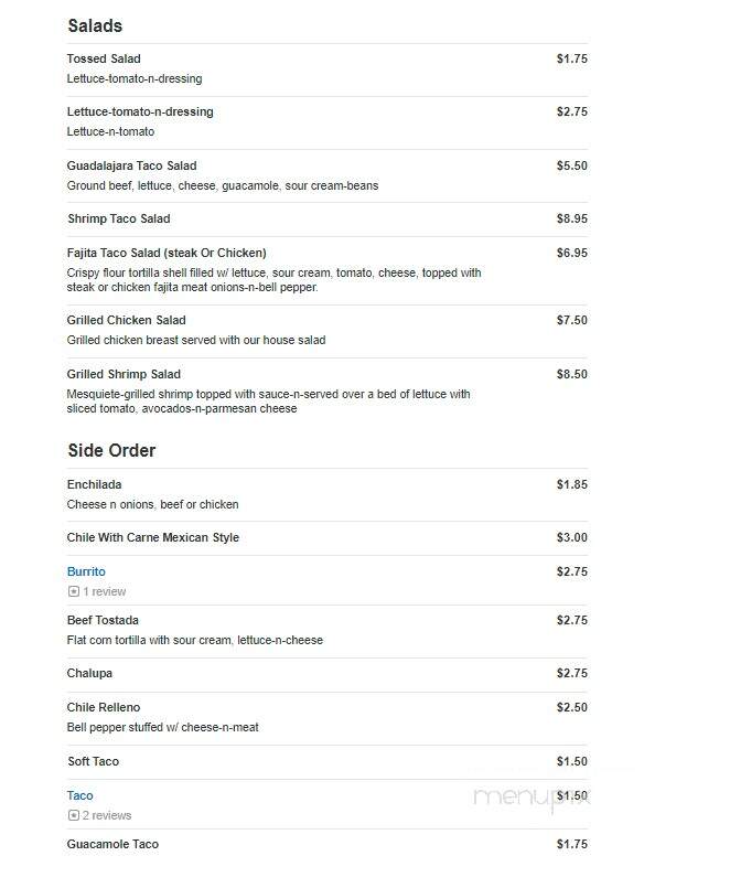 Guadalajara Mexican - Cleveland, MS menu_pic
