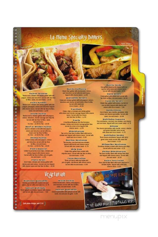 Lafllama Mexican Restaurant - Snow Hill, NC menu_pic