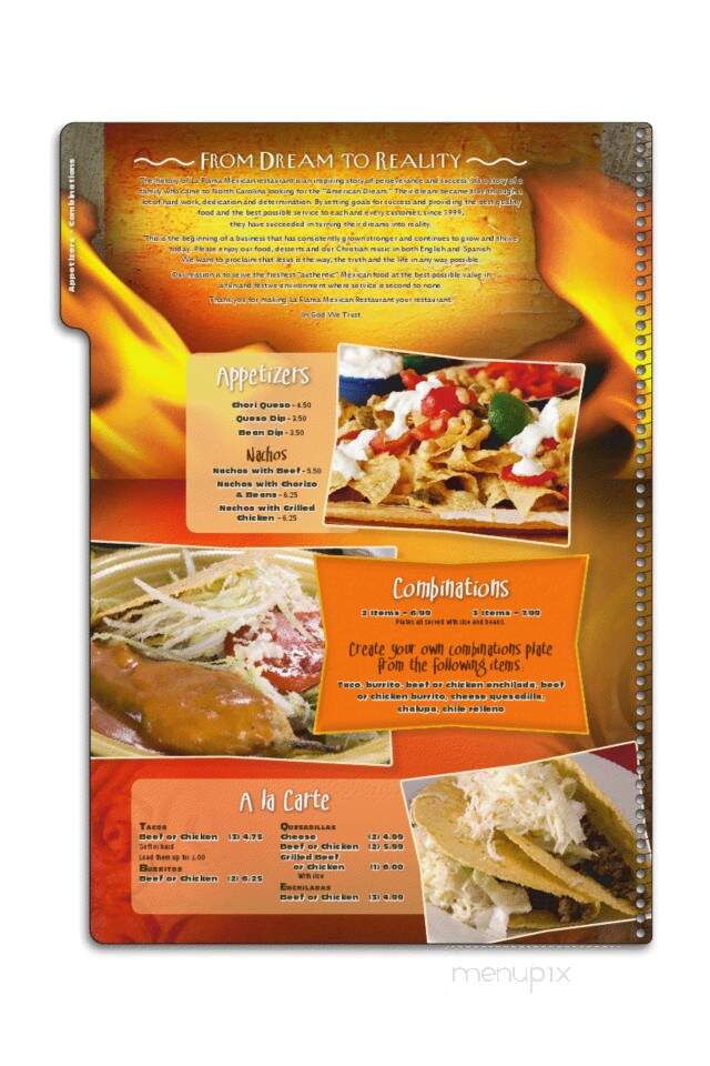 Lafllama Mexican Restaurant - Snow Hill, NC menu_pic