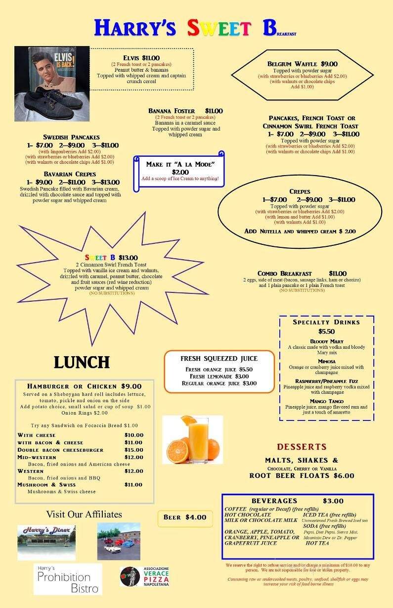 Harry's Dinner - Sheboygan, WI menu_pic