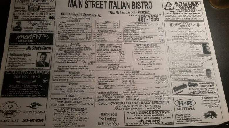 Springville Cafe - Springville, AL menu_pic