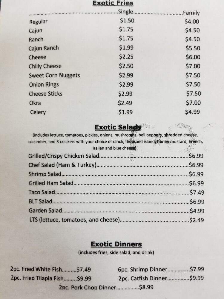 Exotic Wings Pinson - Birmingham, AL menu_pic