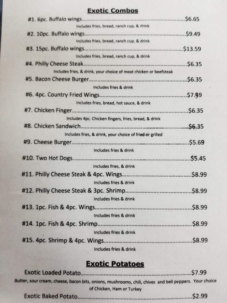Exotic Wings Pinson - Birmingham, AL menu_pic
