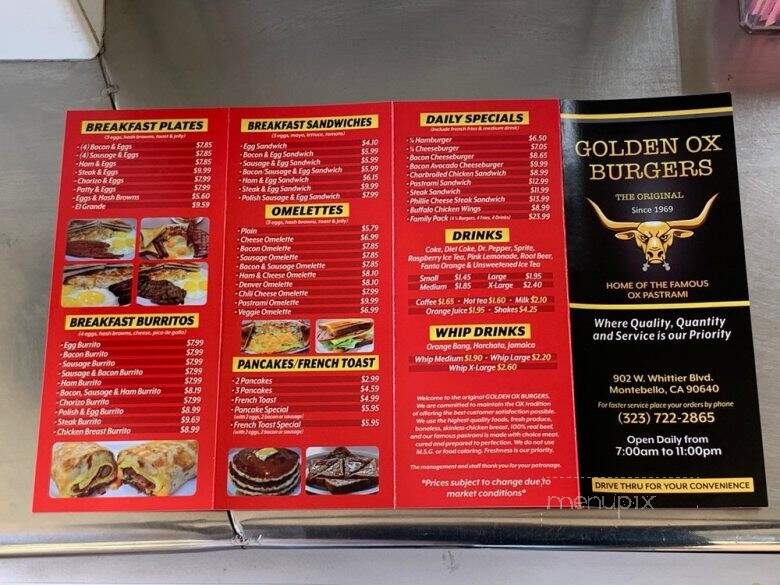 Golden Ox Burgers - Montebello, CA menu_pic