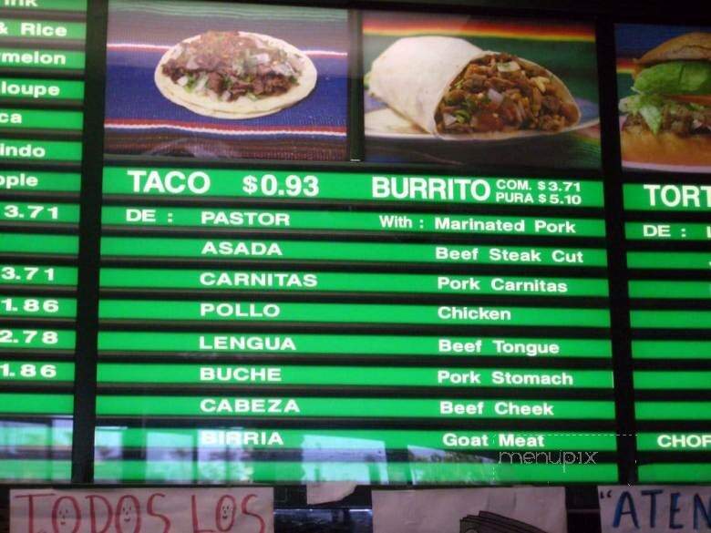 Taqueria Tapatia - Santa Ana, CA menu_pic
