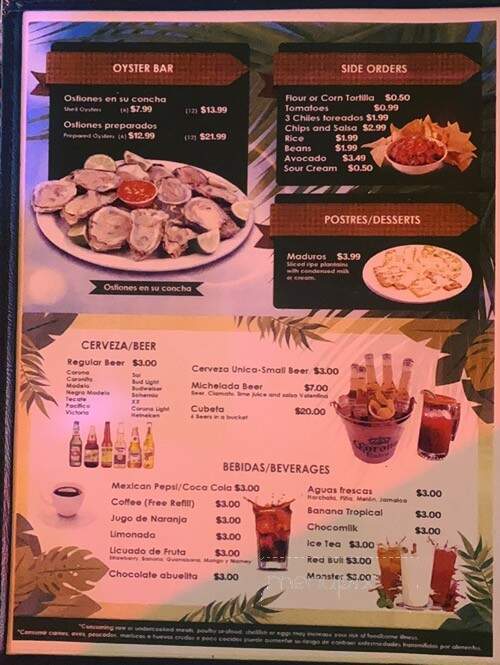 Coco Bongo - Greensboro, NC menu_pic