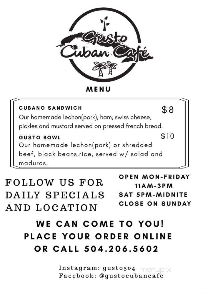 Gusto Cuban Cafe - New Orleans, LA menu_pic