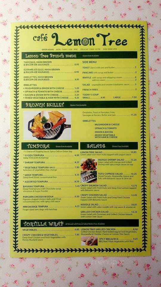 Cafe LemonTree - Winnipeg, MB menu_pic