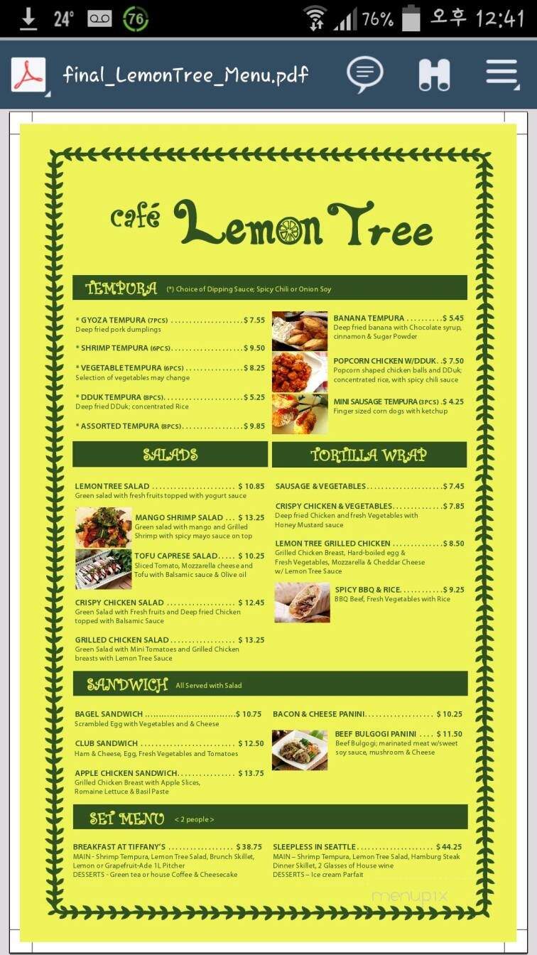 Cafe LemonTree - Winnipeg, MB menu_pic